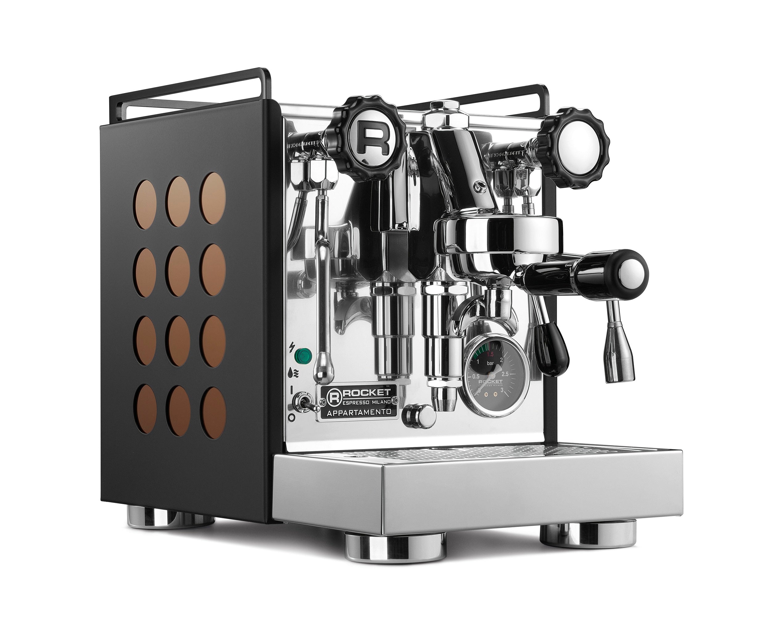 Rocket Appartamento Kompakte Siebträger Espressomaschine schwarz kupfer Rocket Appartamento Kompakte Siebträger Espressomaschine schwarz kupfer